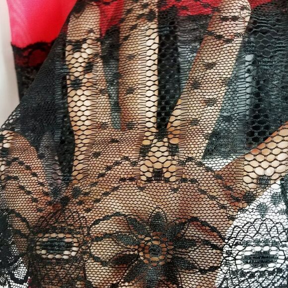 Sheer Red with Black Lace Nightie NWOT - Picture 7 of 9